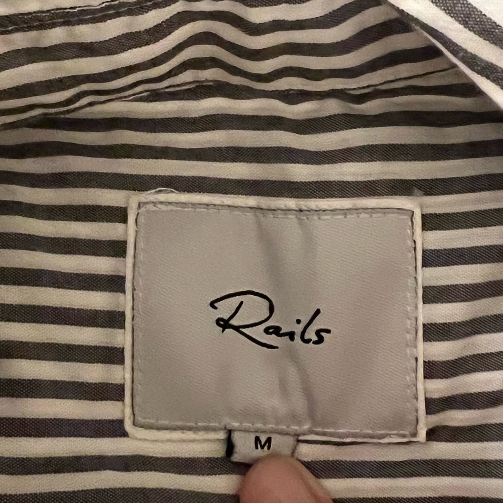 Rails Gray And White Striped Button Down - image 3